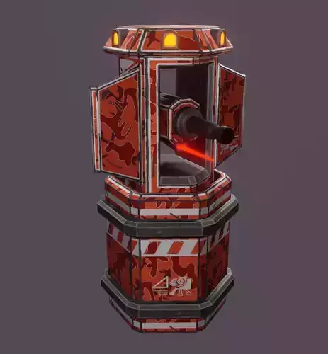 Barrel turret Low-poly 3D model