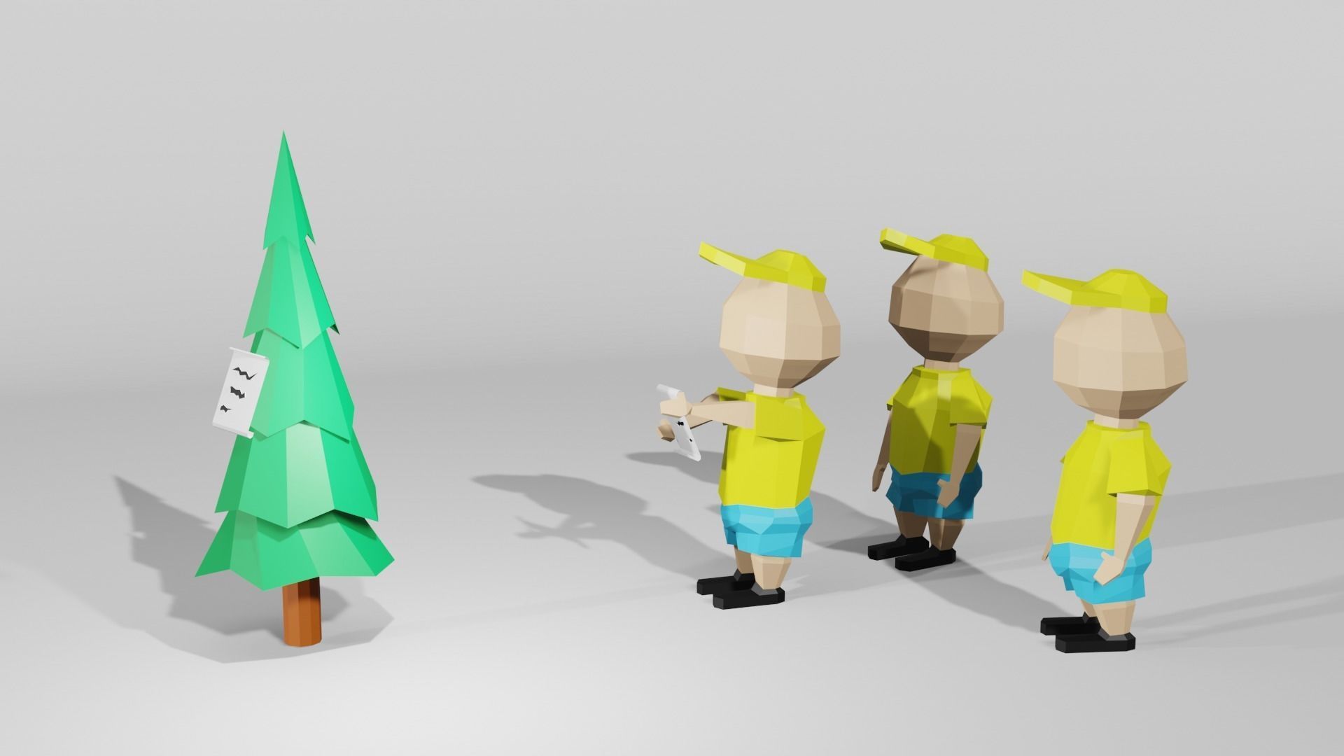 Simple low-poly character  Low-poly 3D model_2