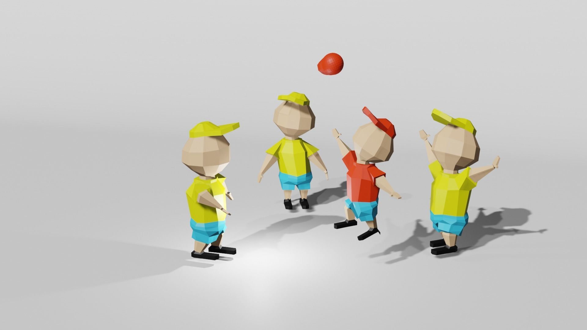 Simple low-poly character  Low-poly 3D model_1