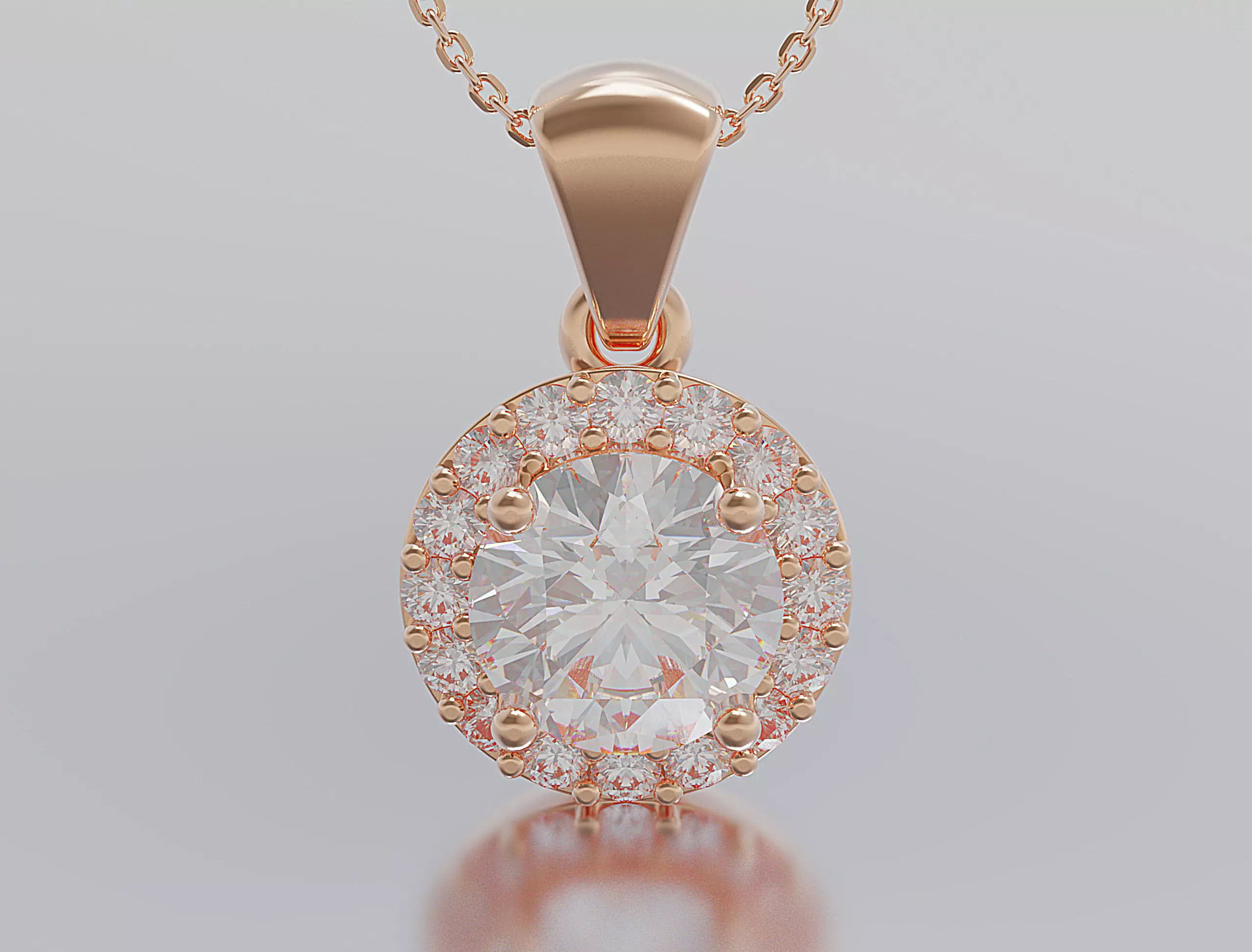 pendant gold logo with diamond in middle 3D print model