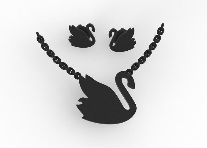 swan earrings and pendant 3D print model