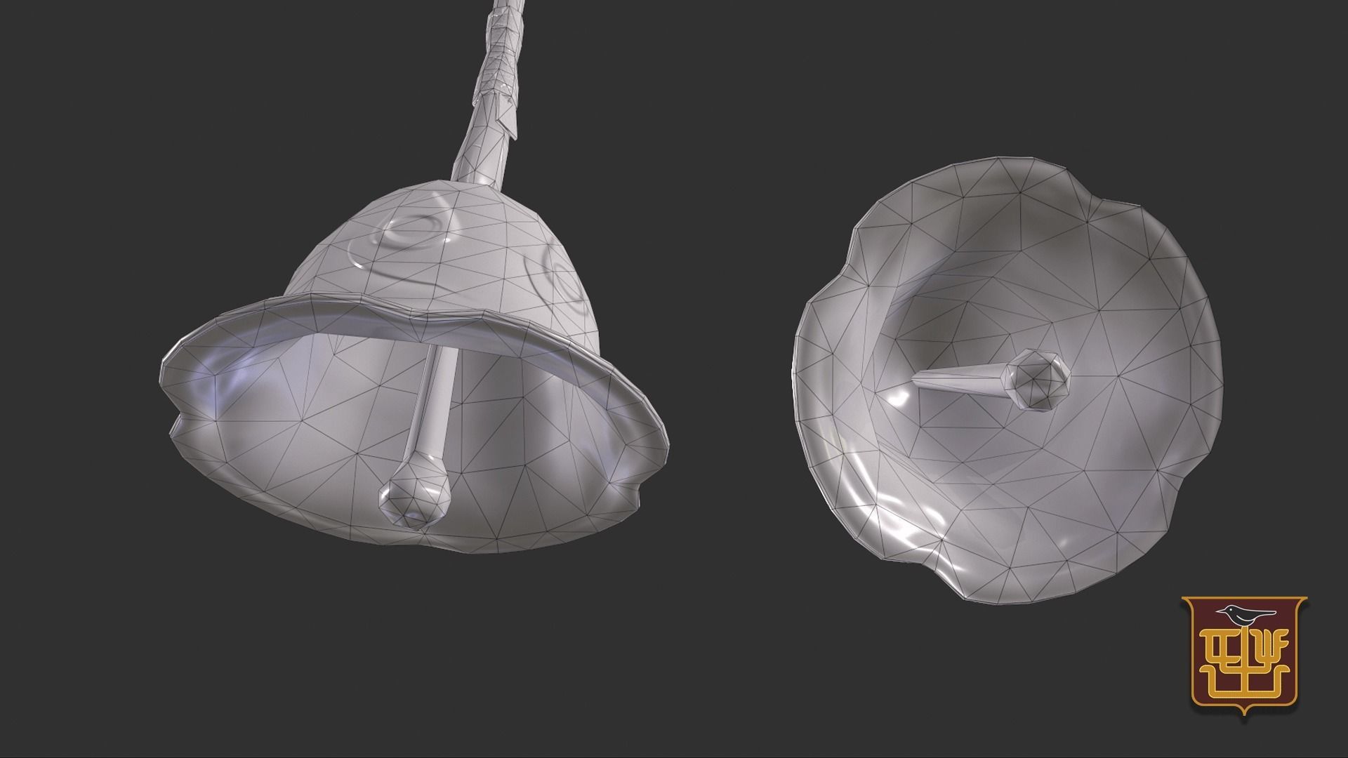 Hand Bell Low-poly 3D model_10