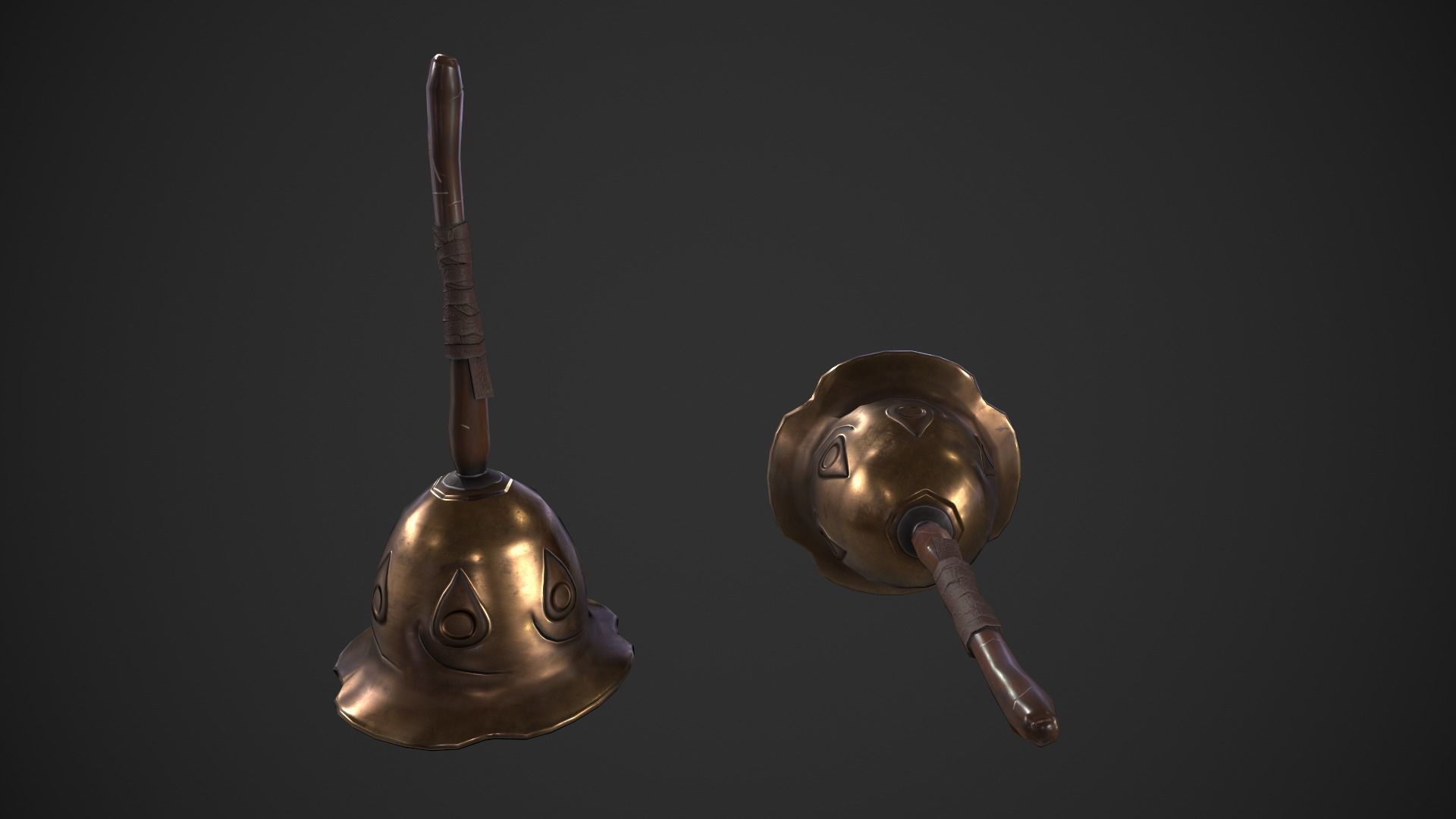 Hand Bell Low-poly 3D model_3