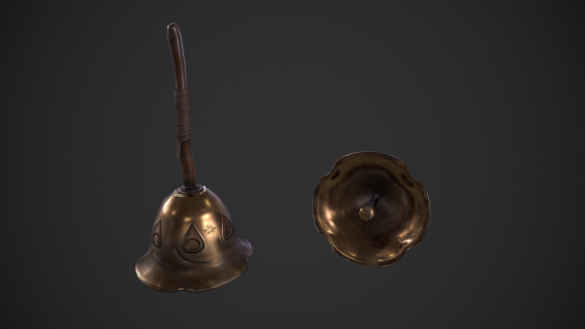 Hand Bell Low-poly 3D model_1