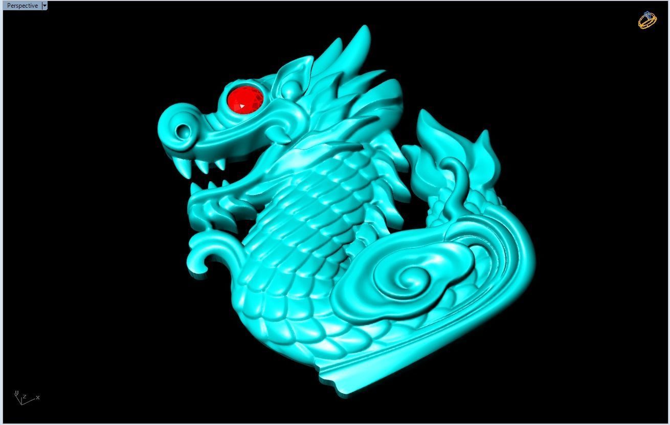 Dragon for jewelry - Dragon for ring - Dragon for pendant - N428 3D print model_3