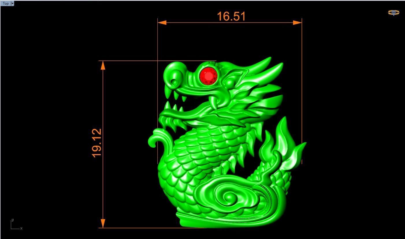 Dragon for jewelry - Dragon for ring - Dragon for pendant - N428 3D print model_5
