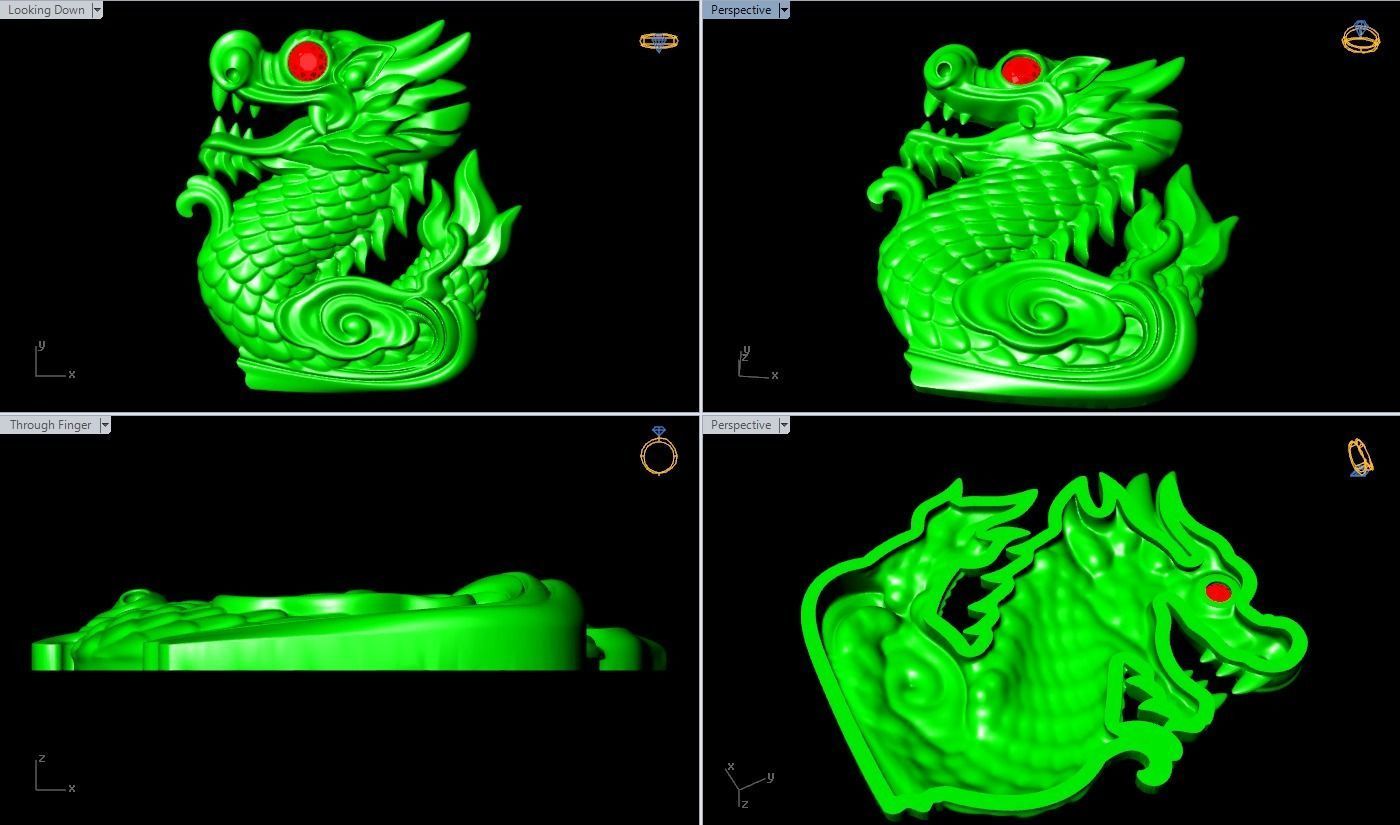 Dragon for jewelry - Dragon for ring - Dragon for pendant - N428 3D print model_6