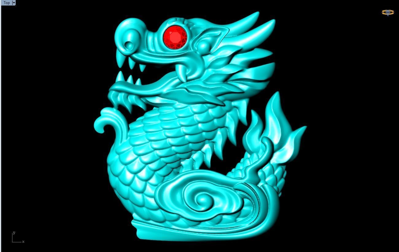 Dragon for jewelry - Dragon for ring - Dragon for pendant - N428 3D print model_2