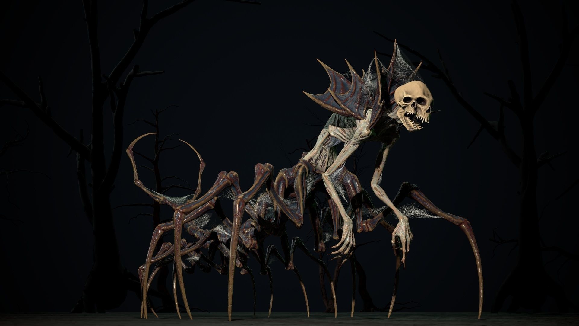 Undeath Centipede Low-poly 3D model_11