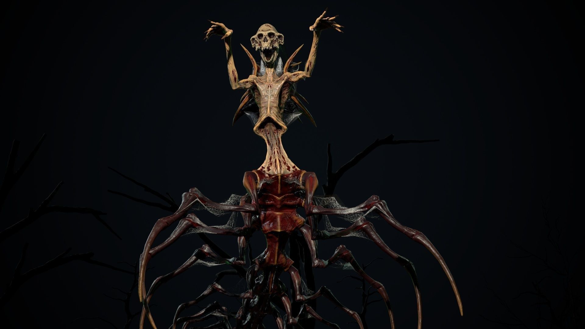 Undeath Centipede Low-poly 3D model_3