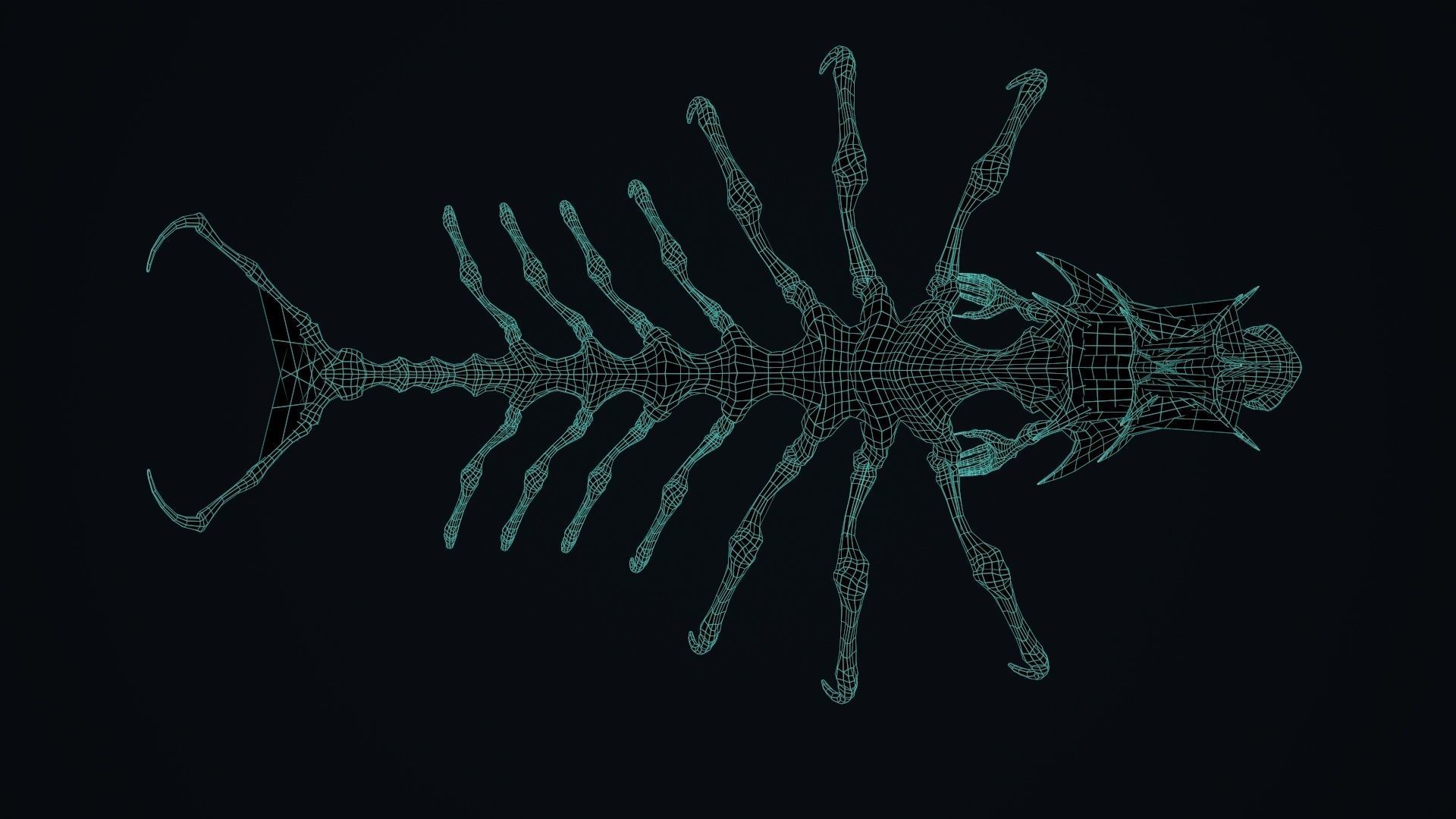 Undeath Centipede Low-poly 3D model_21