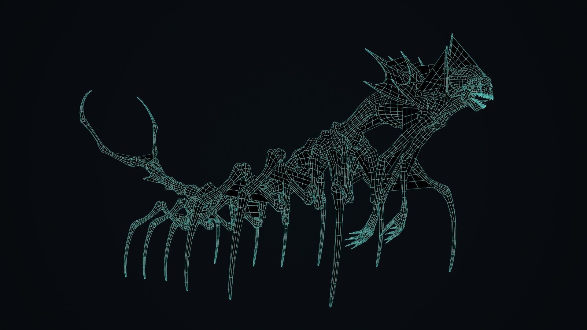Undeath Centipede Low-poly 3D model_22