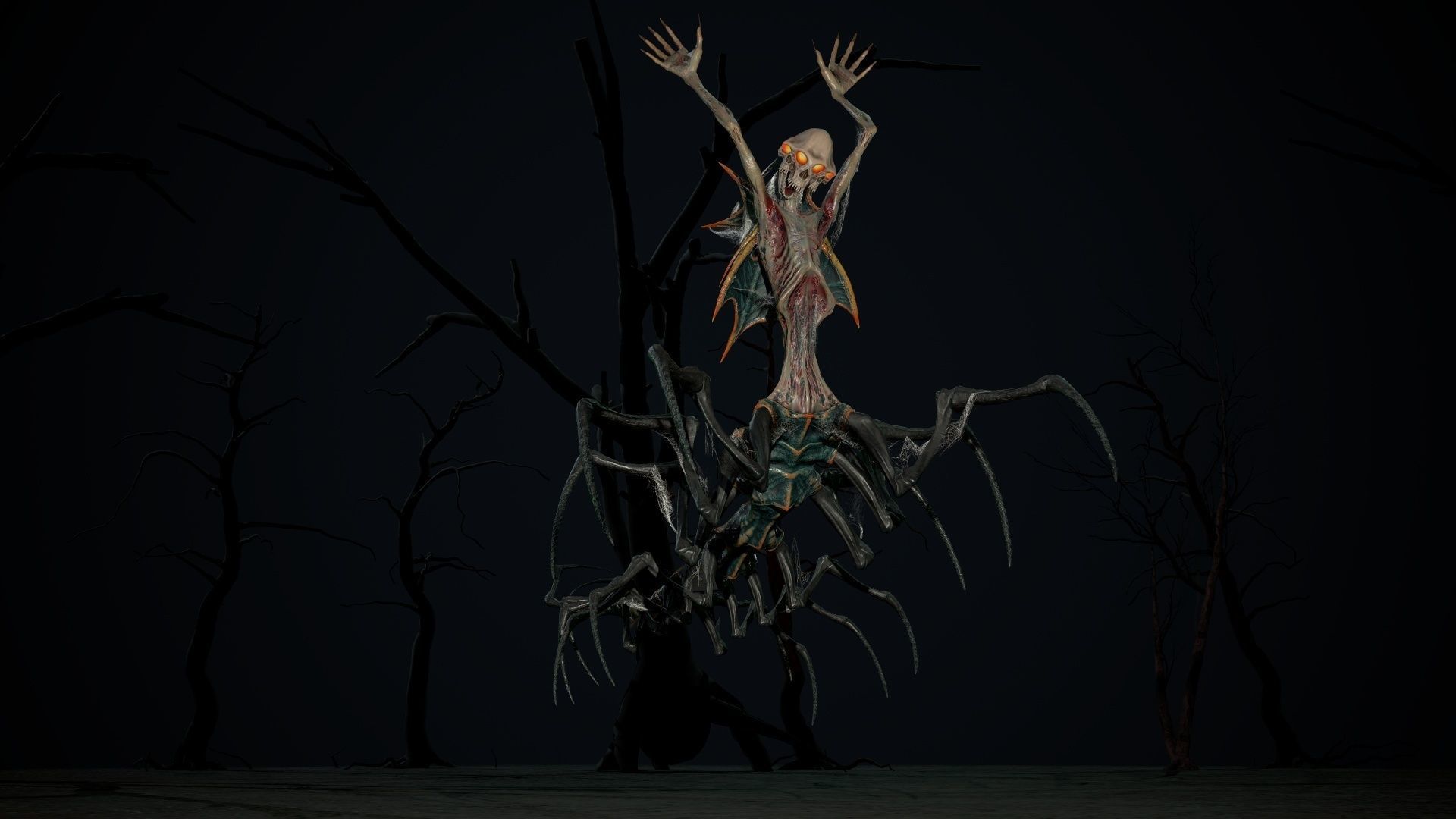 Undeath Centipede Low-poly 3D model_12