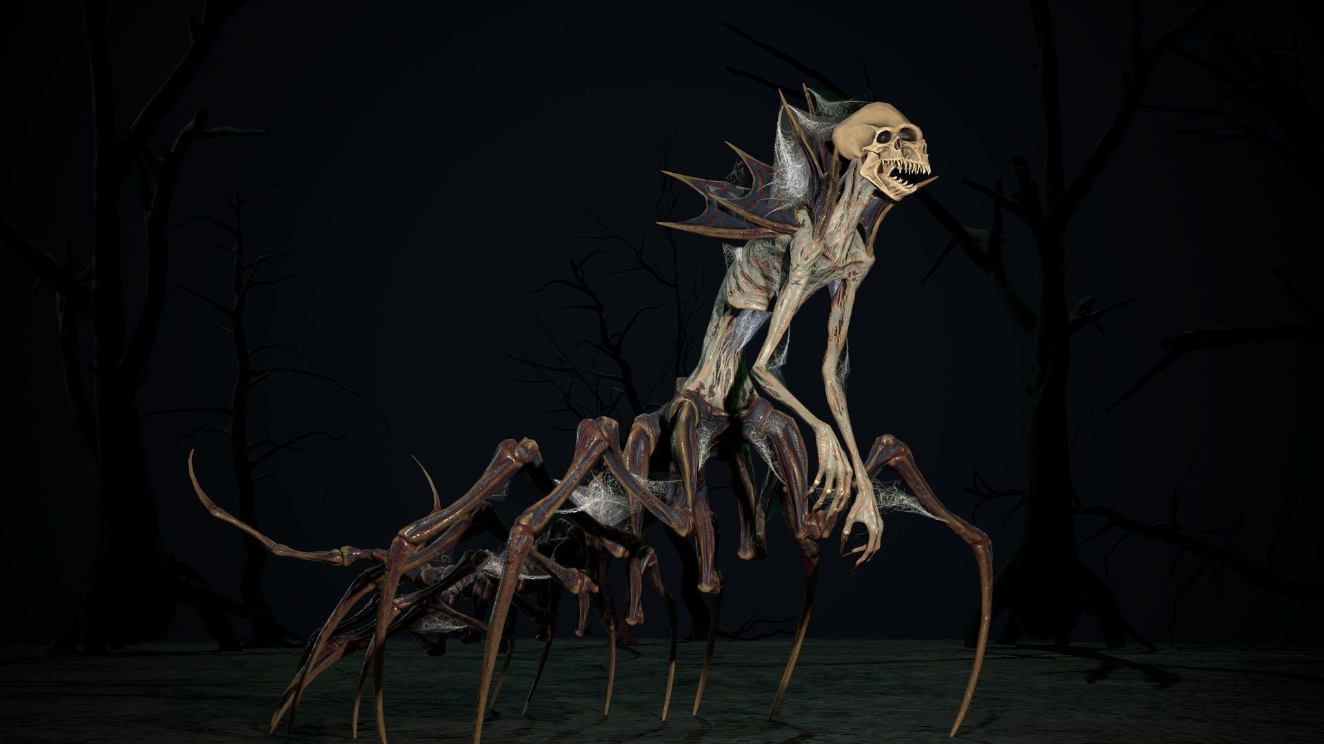 Undeath Centipede Low-poly 3D model_5