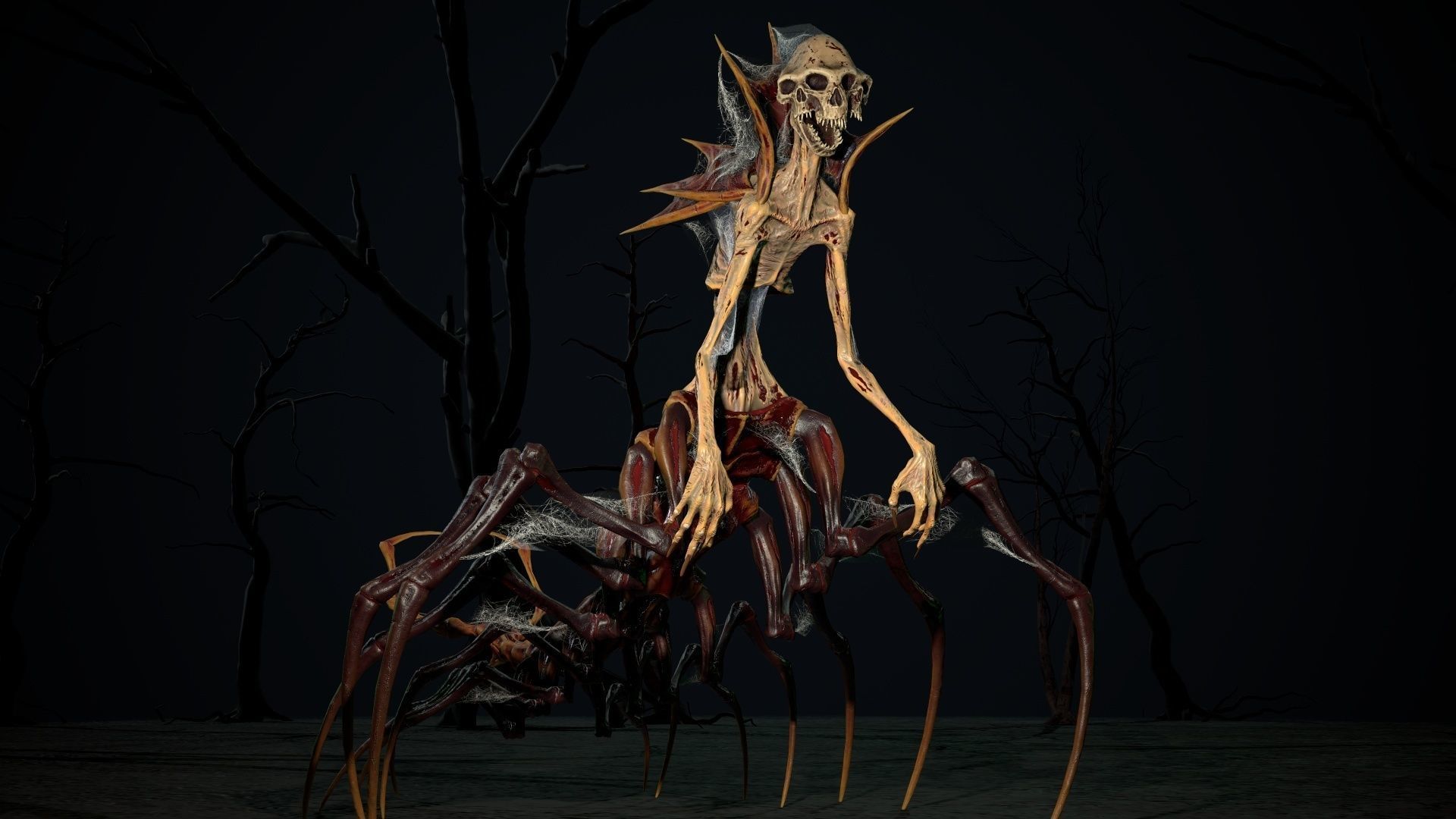 Undeath Centipede Low-poly 3D model_4