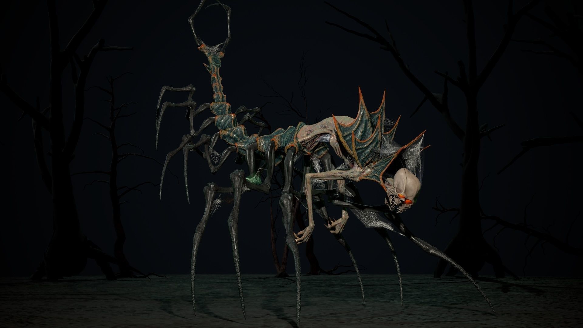 Undeath Centipede Low-poly 3D model_10