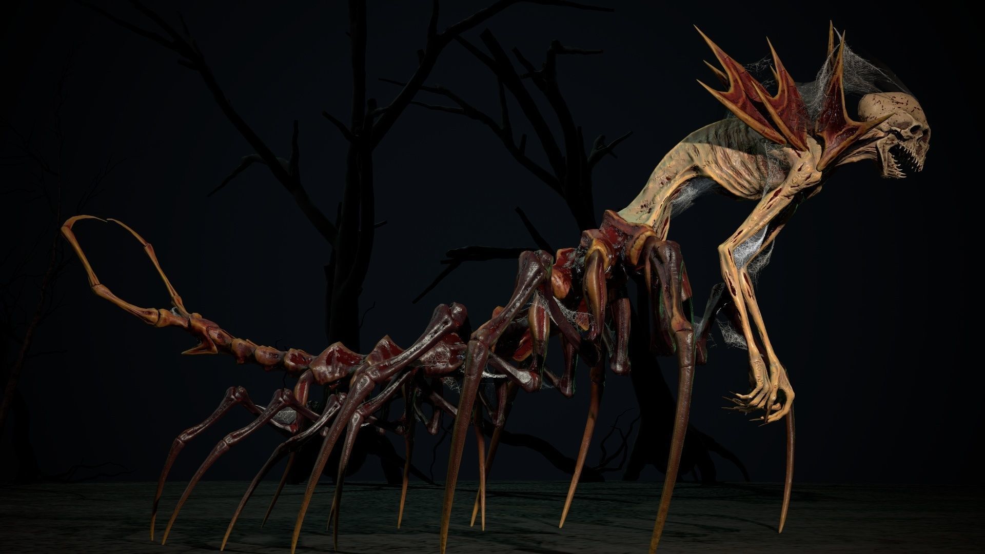 Undeath Centipede Low-poly 3D model_9