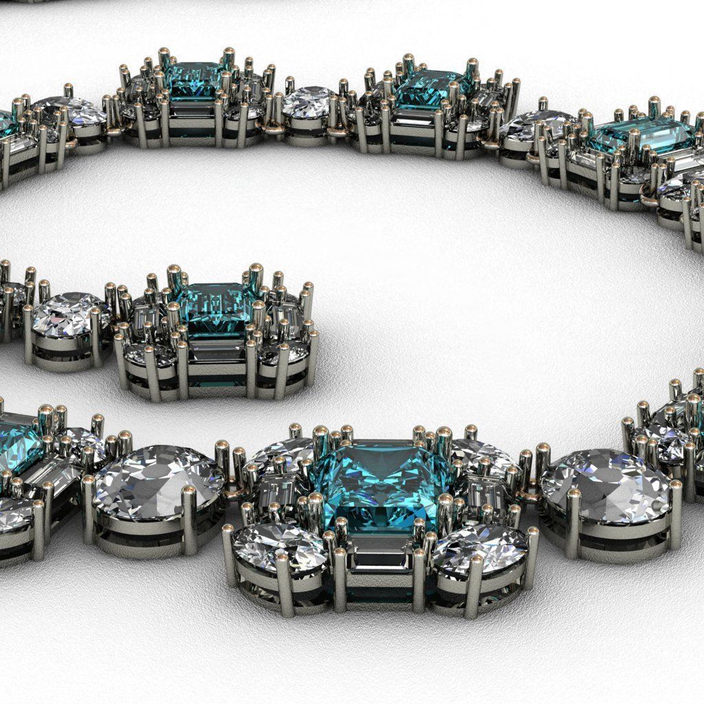 Diamond and Topaz necklace 3D print model 3D print model_7