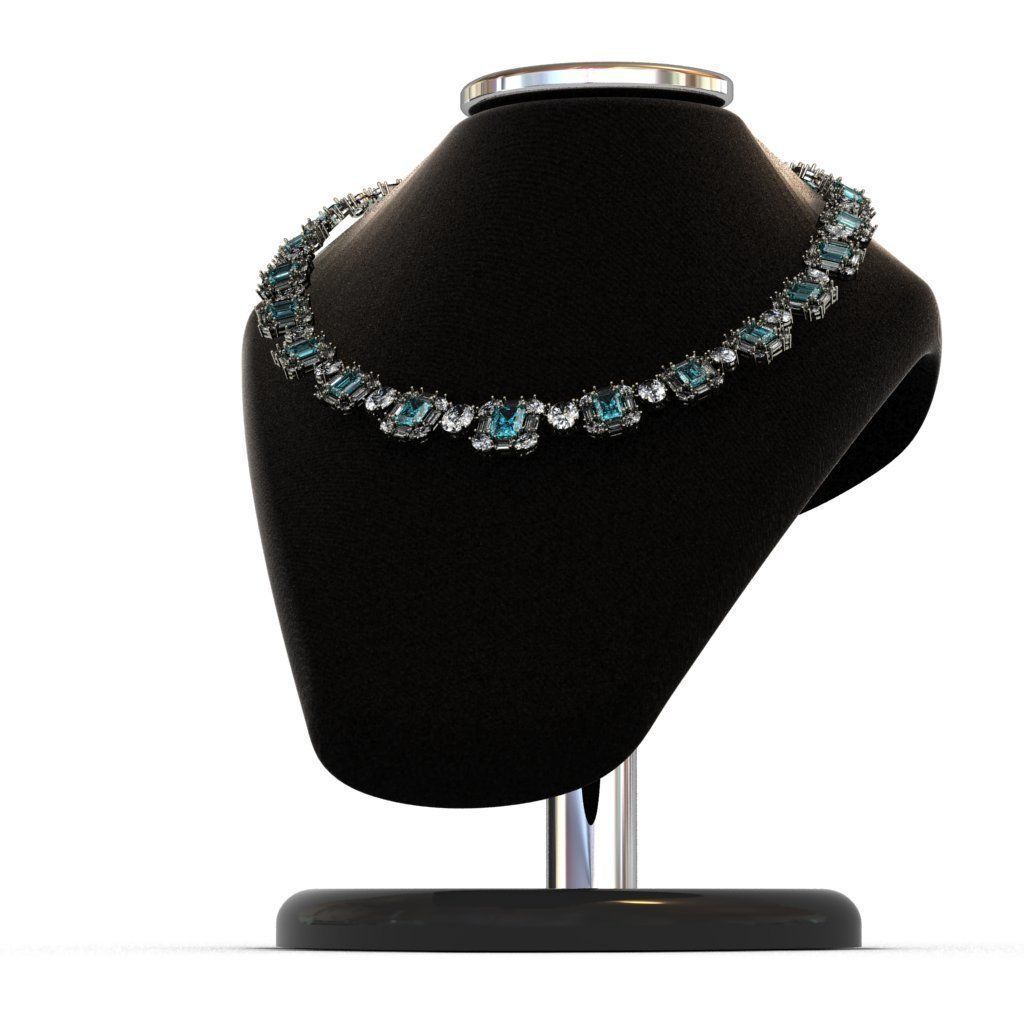 Diamond and Topaz necklace 3D print model 3D print model_1