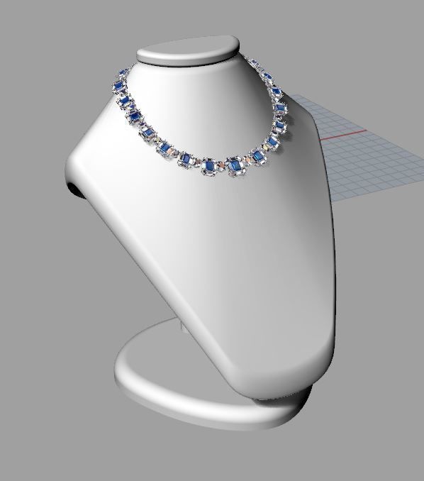 Diamond and Topaz necklace 3D print model 3D print model_9