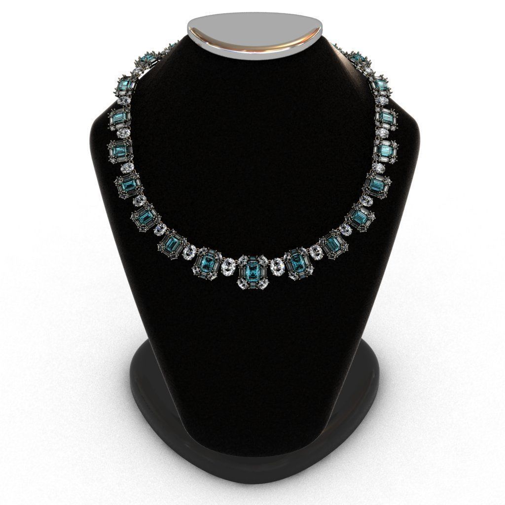 Diamond and Topaz necklace 3D print model 3D print model_2