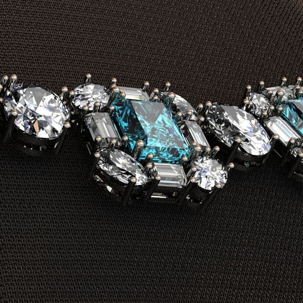 Diamond and Topaz necklace 3D print model 3D print model_4