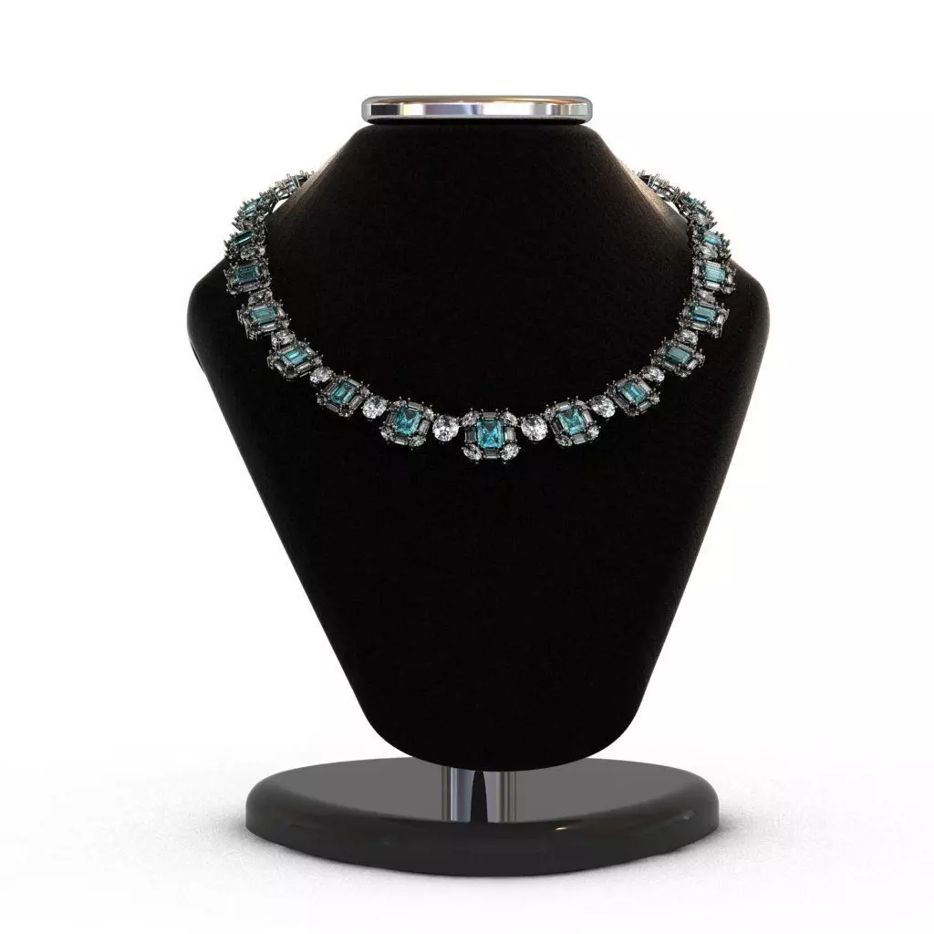 Diamond and Topaz necklace 3D print model 3D print model_0