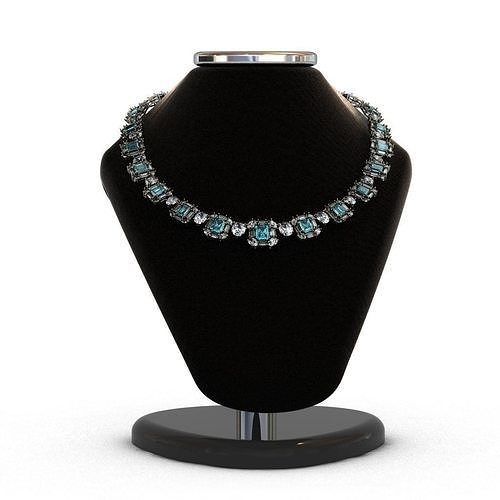 Diamond and Topaz necklace 3D print model 3D print model