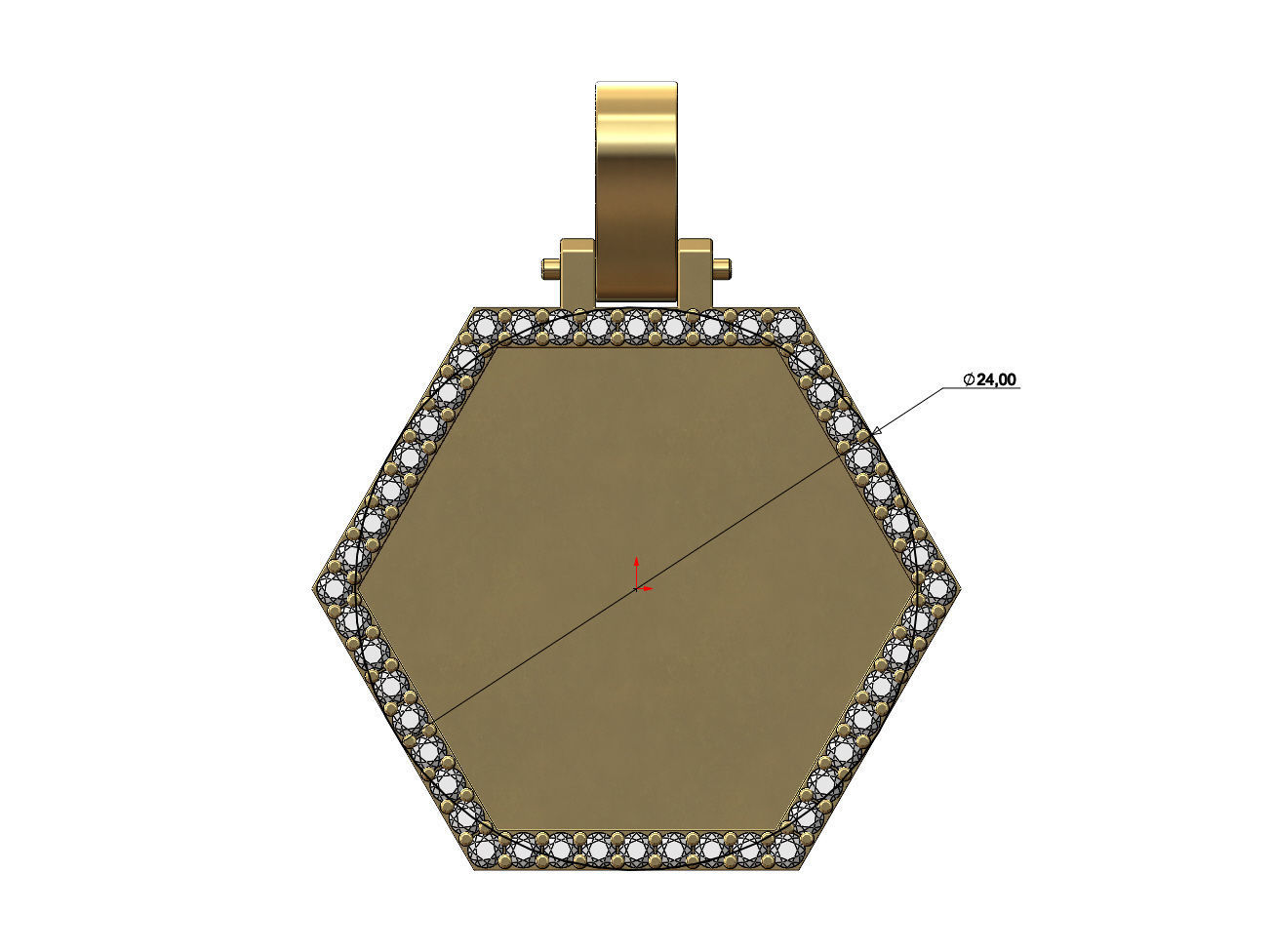 Hexagonal diamond memory picture pendant 3D print model_4