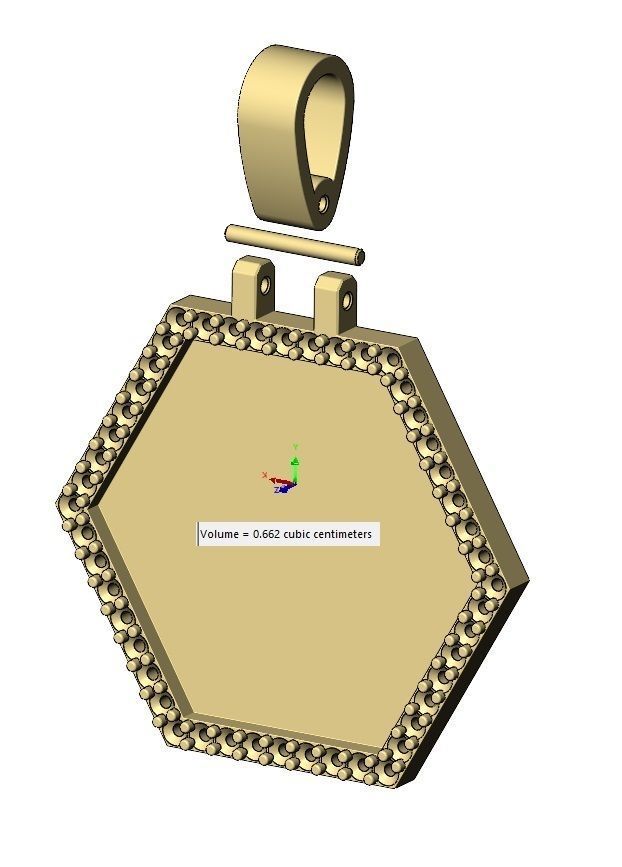 Hexagonal diamond memory picture pendant 3D print model_14
