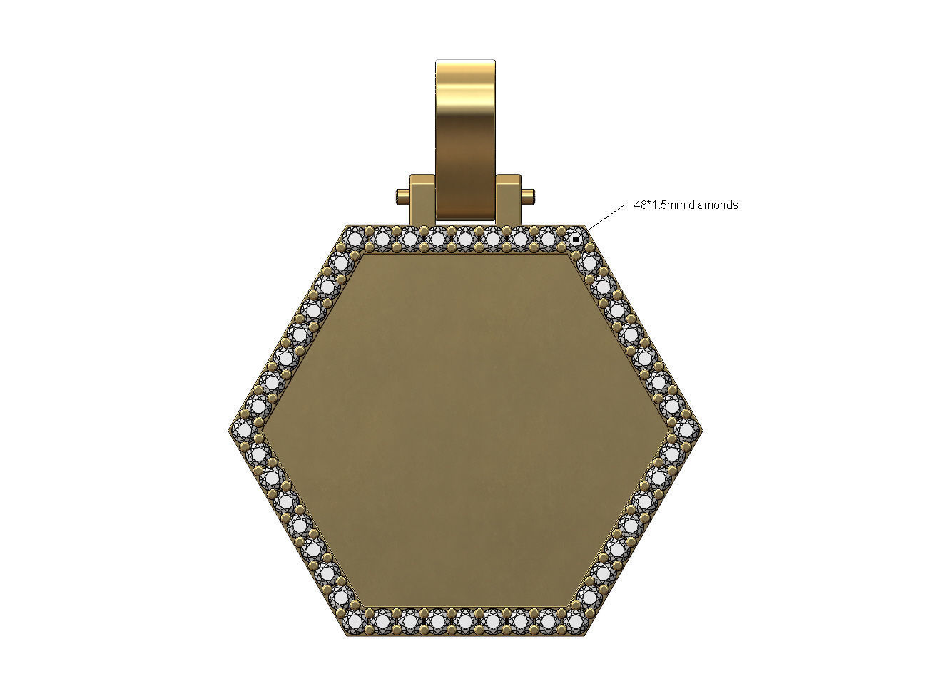 Hexagonal diamond memory picture pendant 3D print model_5
