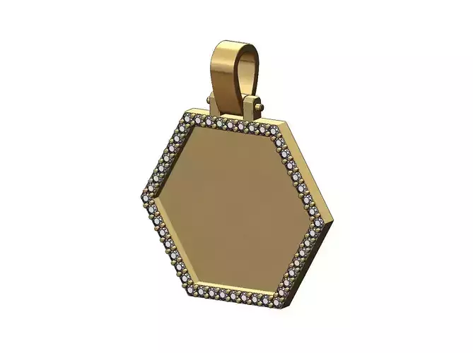 Hexagonal diamond memory picture pendant
