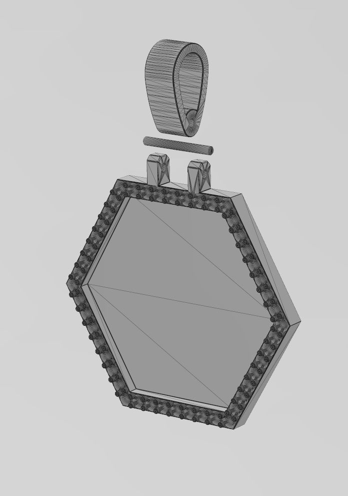 Hexagonal diamond memory picture pendant 3D print model_11