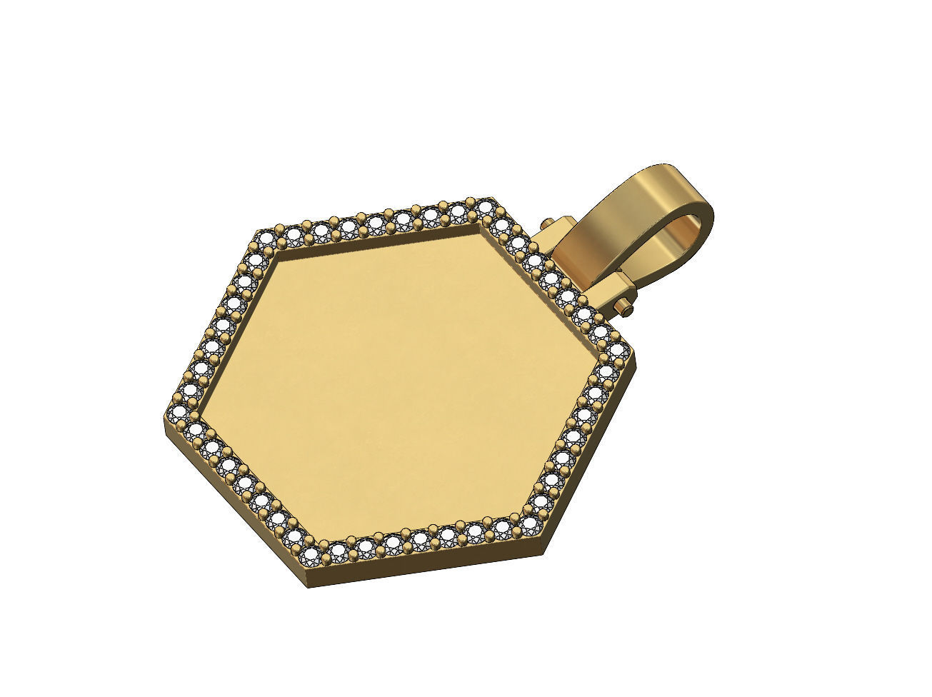 Hexagonal diamond memory picture pendant 3D print model_2