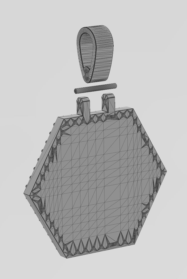 Hexagonal diamond memory picture pendant 3D print model_12