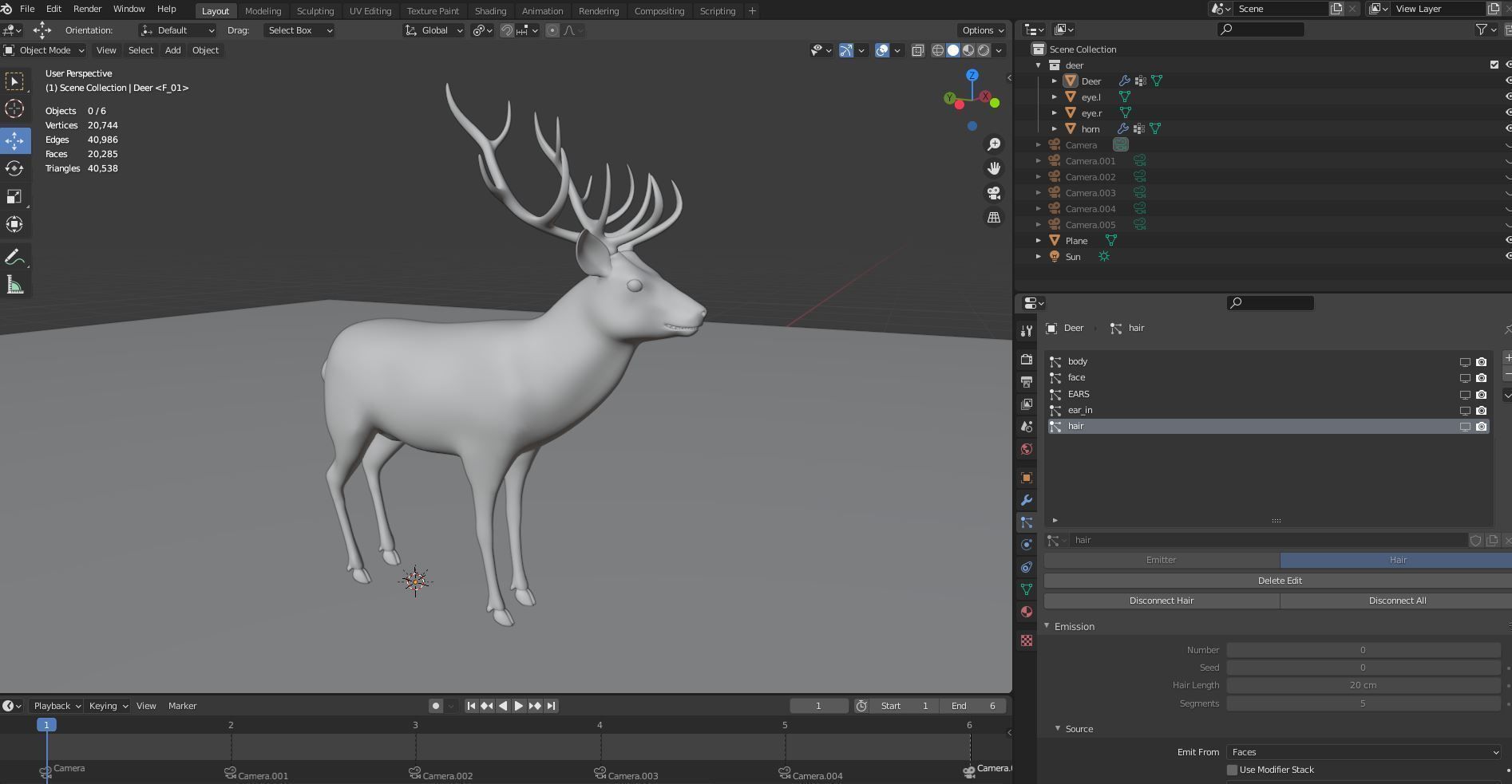 Fur Red Deer Stag NO RIG Low-poly 3D model_15