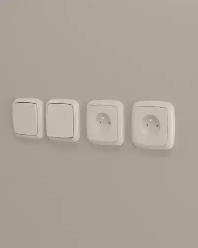 European Electric Sockets And Light Switches Low-poly 3D model