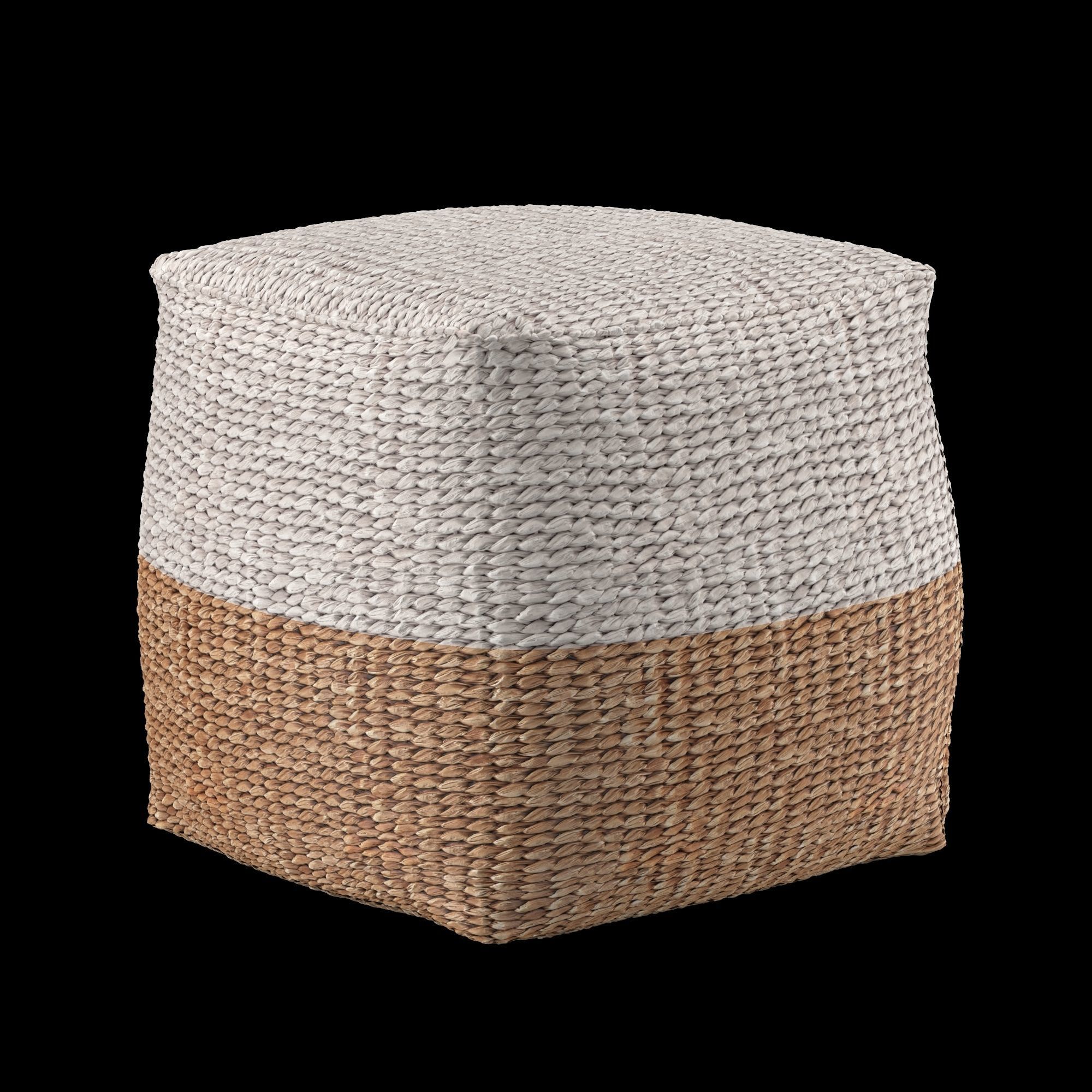 Jute Colorblock Poufs 3D model_3