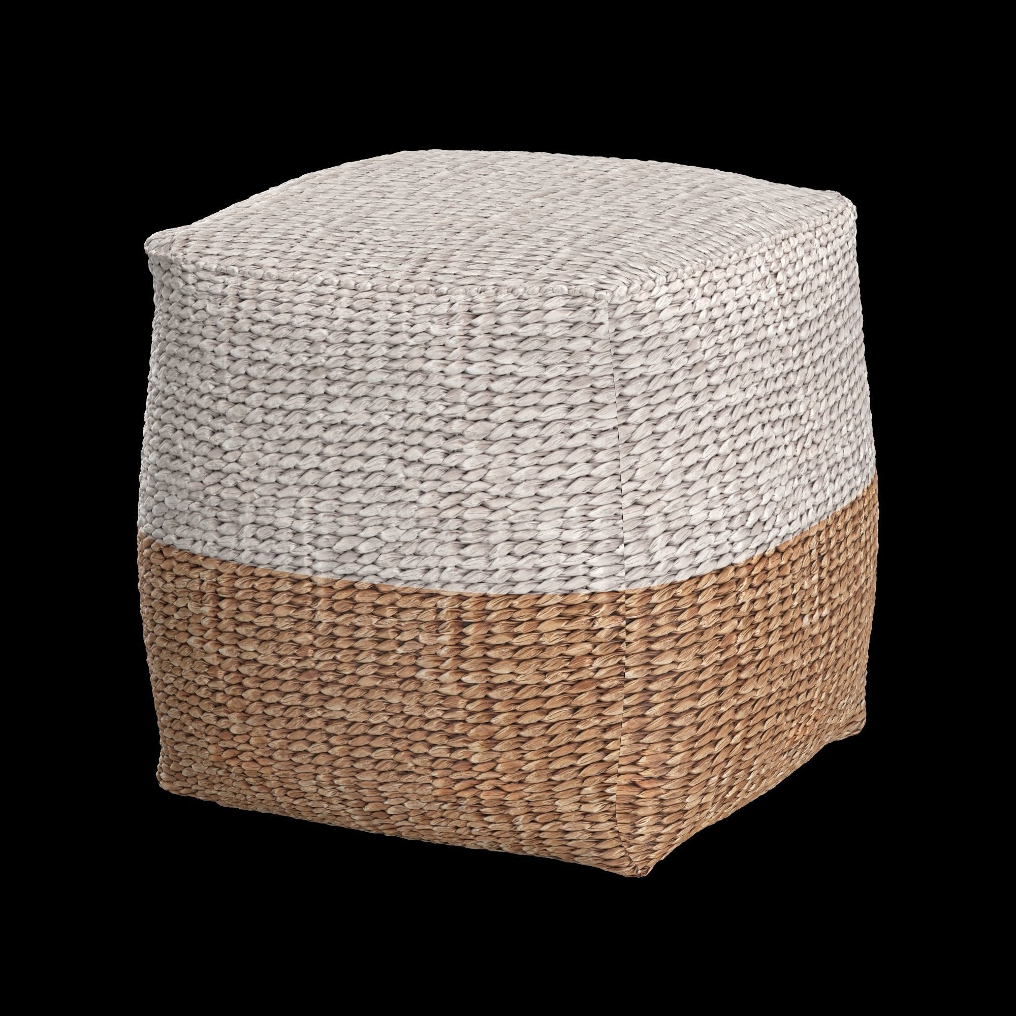 Jute Colorblock Poufs 3D model_2