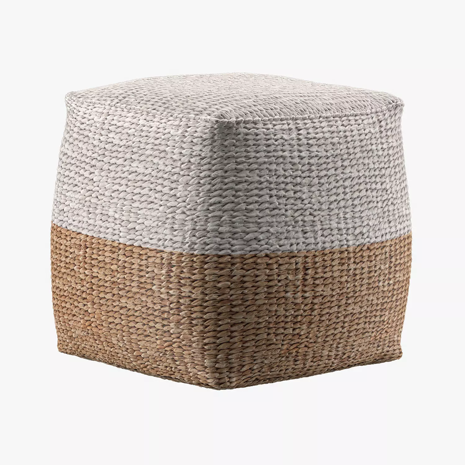Jute Colorblock Poufs 3D model_0