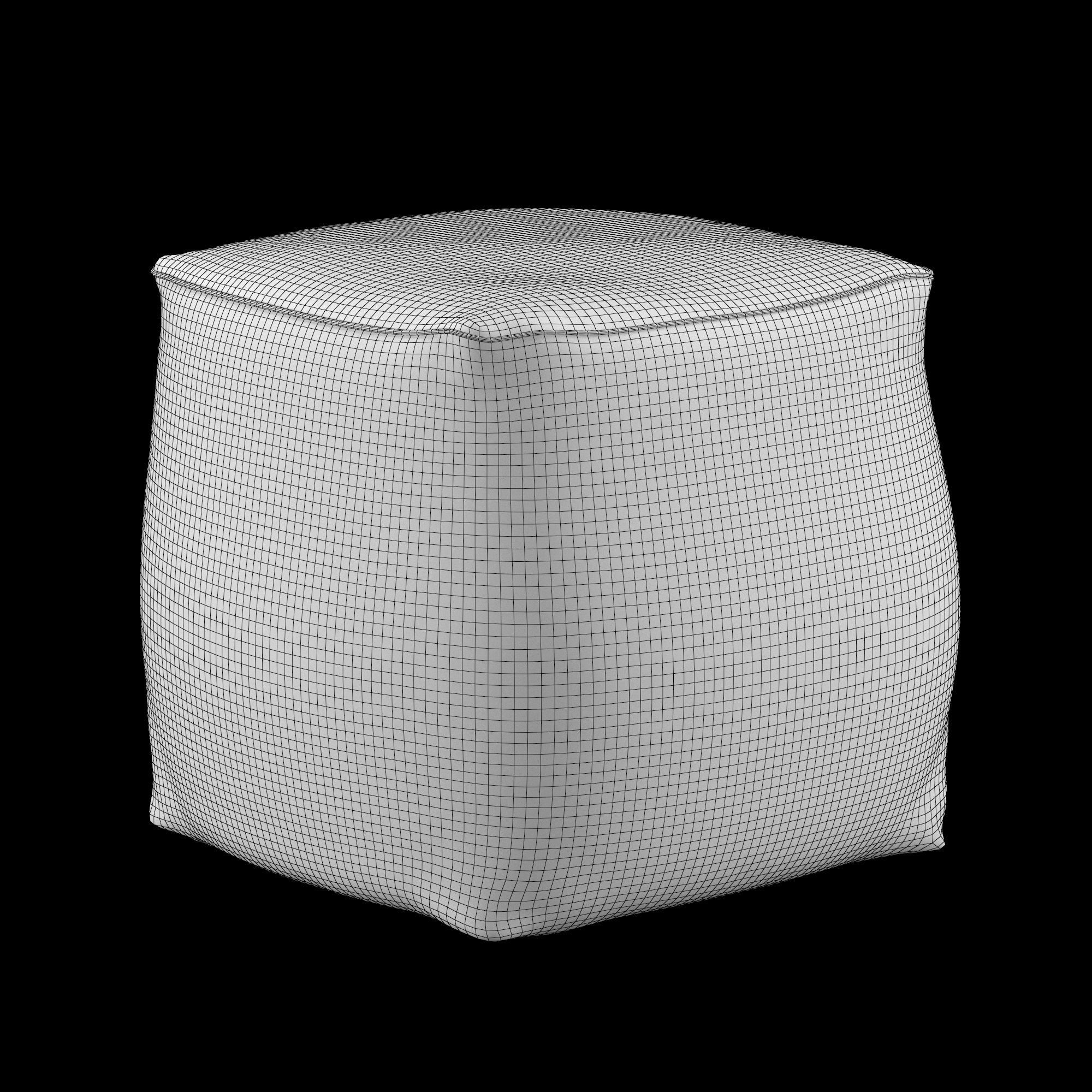 Jute Colorblock Poufs 3D model_4