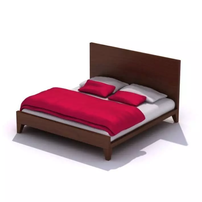 Modern Bed With Colorful Bedding 3D model_0