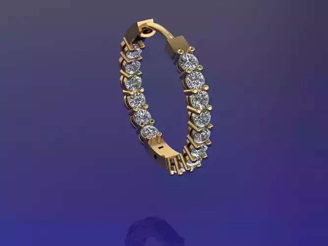 Earring gold hoop ring with diamonds