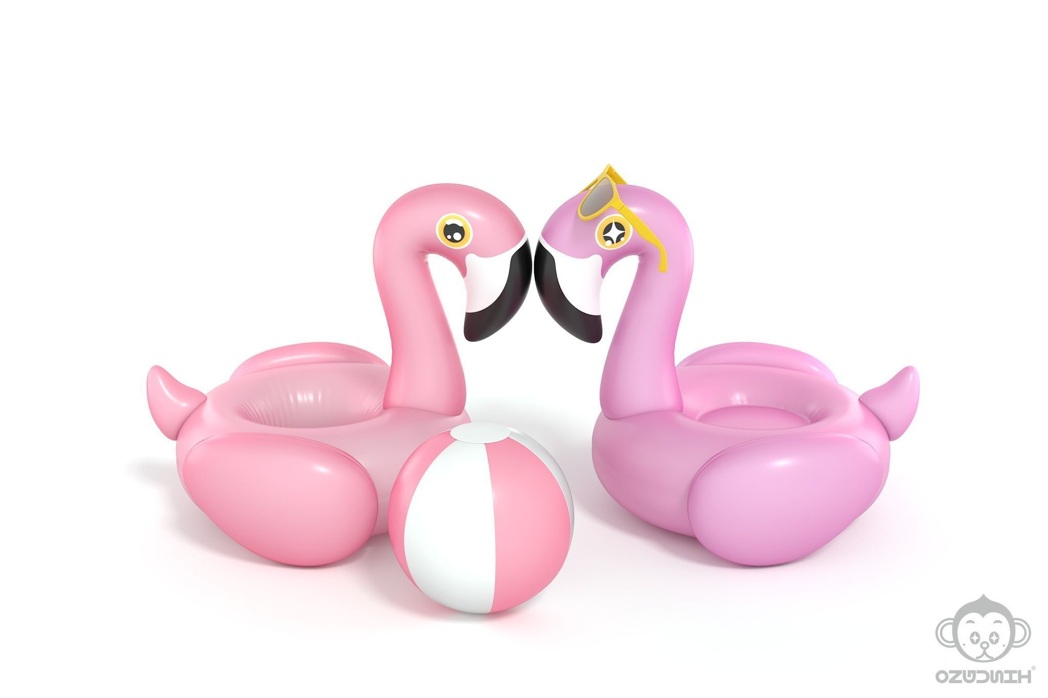 Pink Flamingo Pool Float 3D model_5