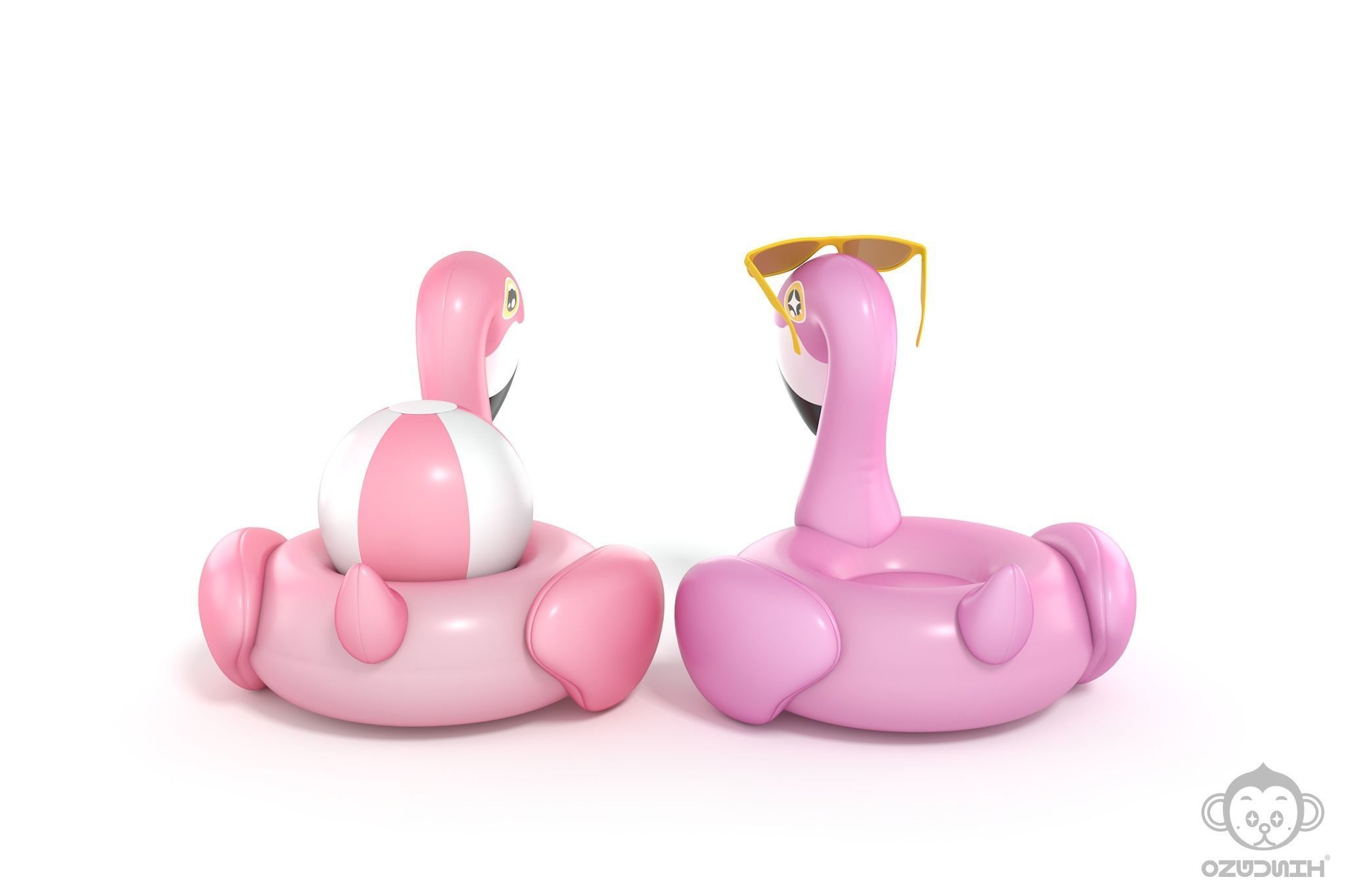 Pink Flamingo Pool Float 3D model_6