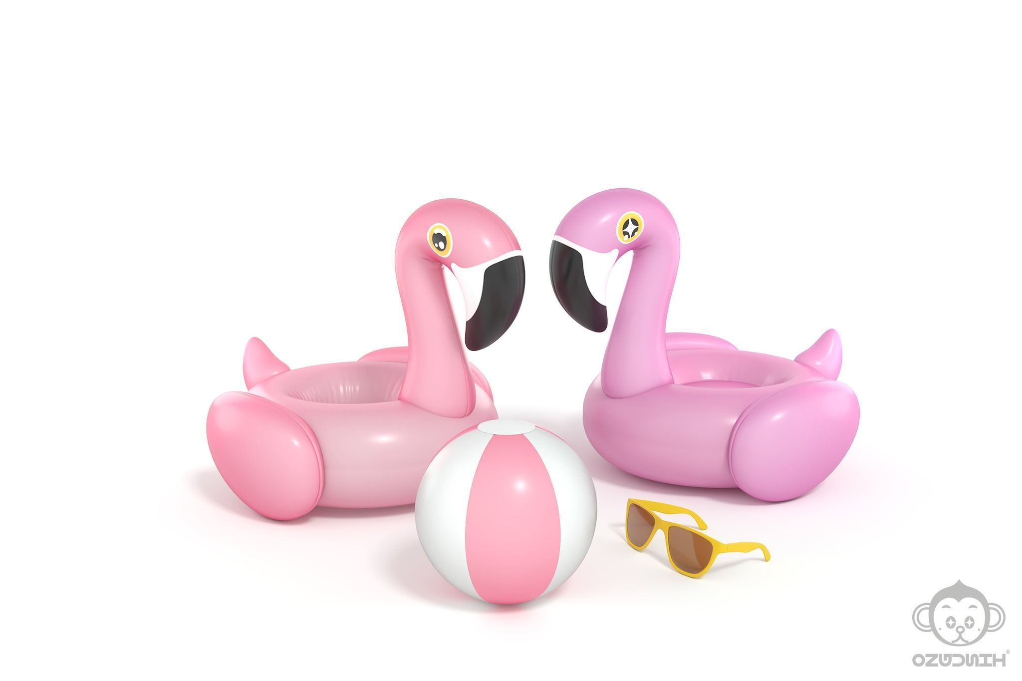 Pink Flamingo Pool Float 3D model_1