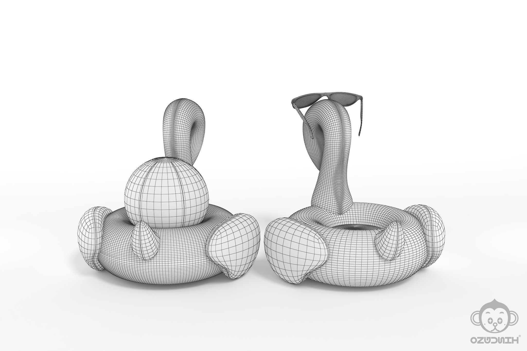 Pink Flamingo Pool Float 3D model_14