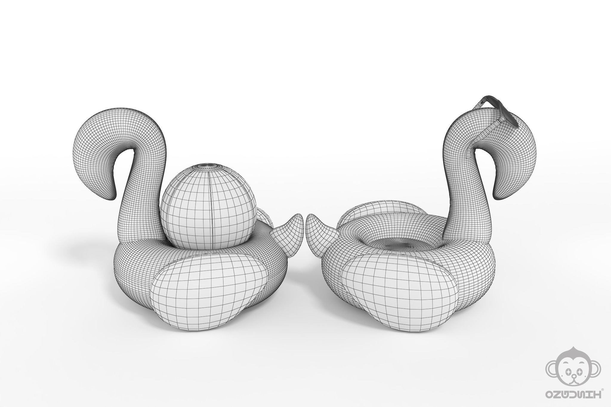 Pink Flamingo Pool Float 3D model_11