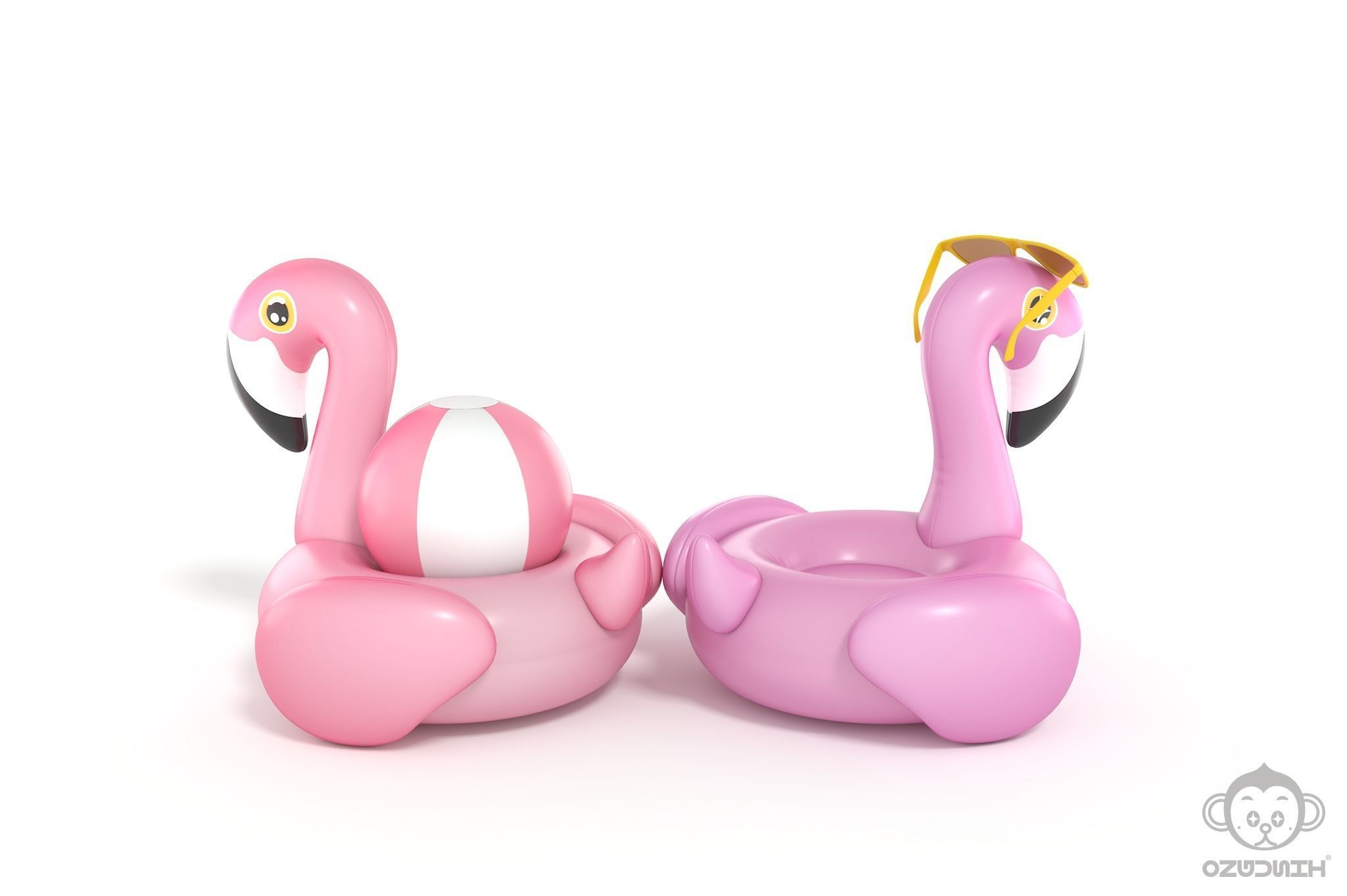 Pink Flamingo Pool Float 3D model_7