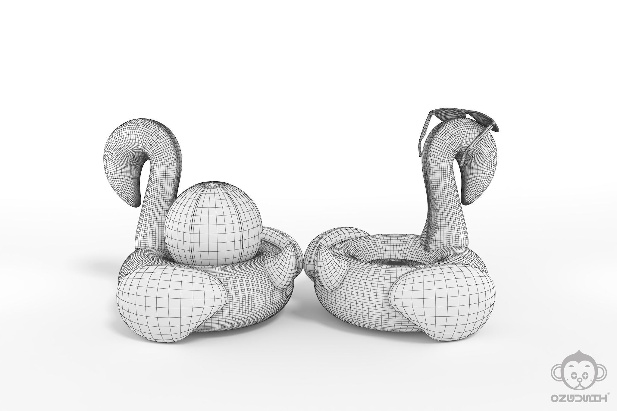 Pink Flamingo Pool Float 3D model_15